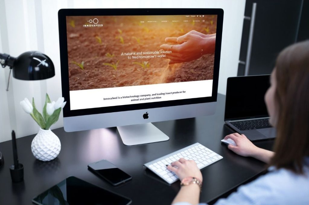 Site Innovafeed présenté sur un ordinateur de bureau