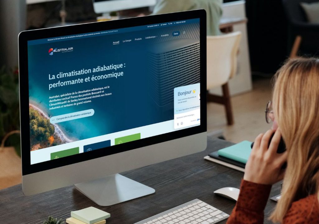 Site Australair présenté sur un ordinateur portable
