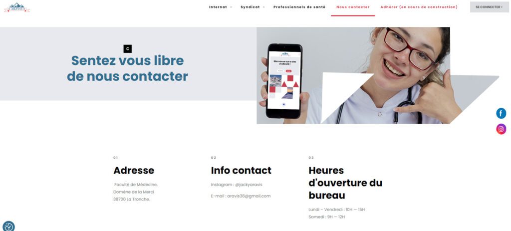 Page de contact du site Aravis Médecine