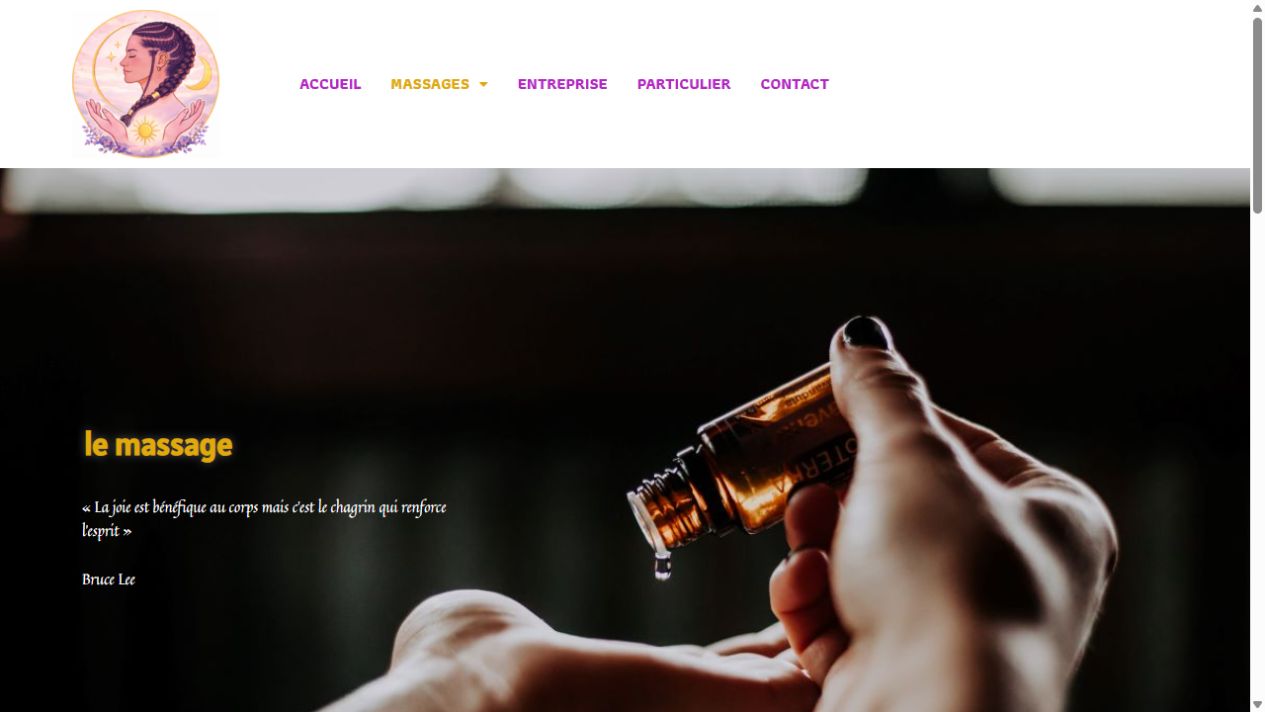Page de présentation des massages sur le site LAMM