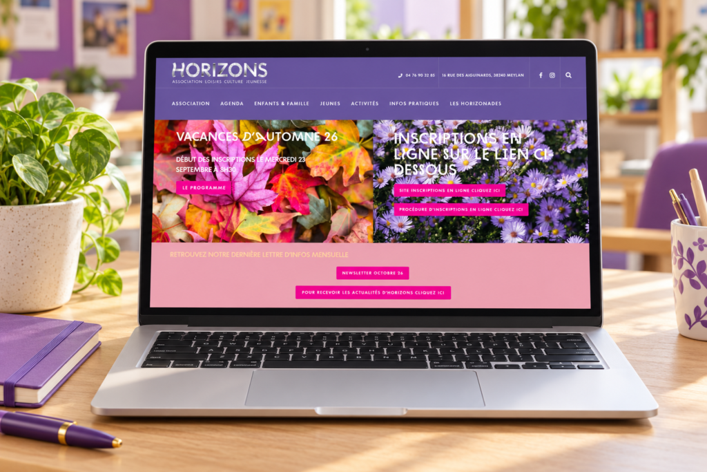 Site horizons-meylan présenté dans un mockup d’ordinateur