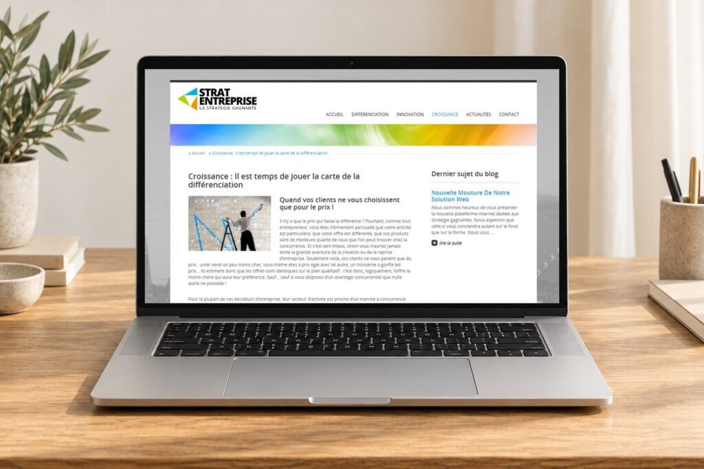 Site Strat Entreprise présenté sur un ordinateur — réalisation web