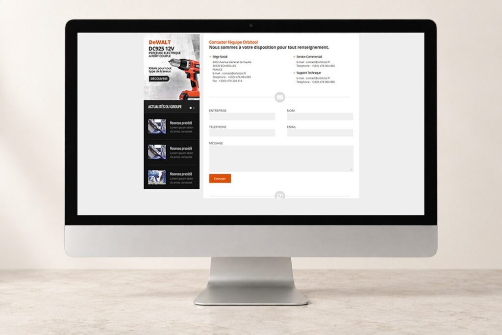 Site Orbitool présenté sur un ordinateur — réalisation web