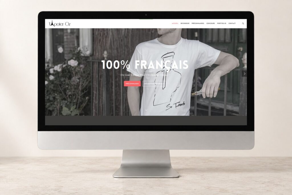 Site Vapoter Oz présenté sur un ordinateur — réalisation web