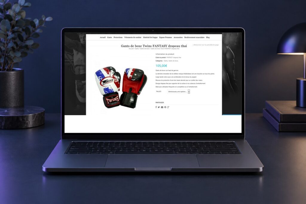 Site Esprit combat présenté sur un ordinateur — réalisation web