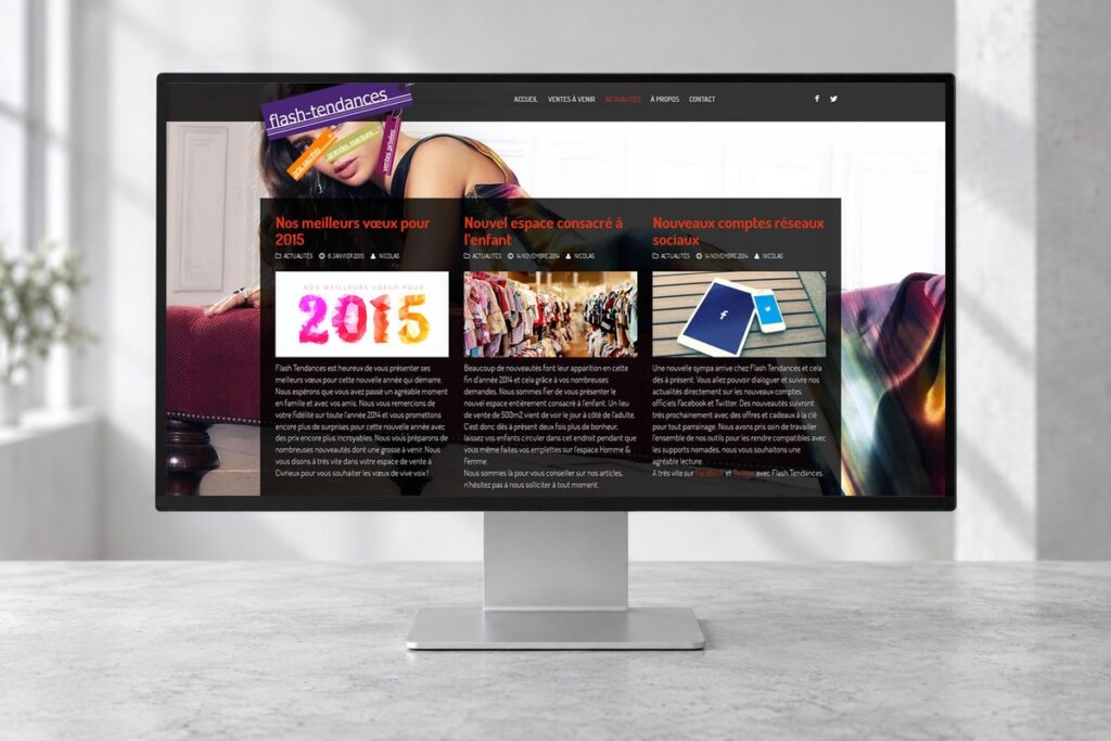 Site Flash Tendances présenté sur un ordinateur — réalisation web