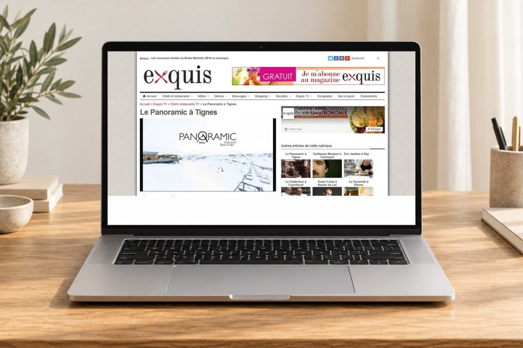 Site Magazine Exquis présenté sur un ordinateur — réalisation web
