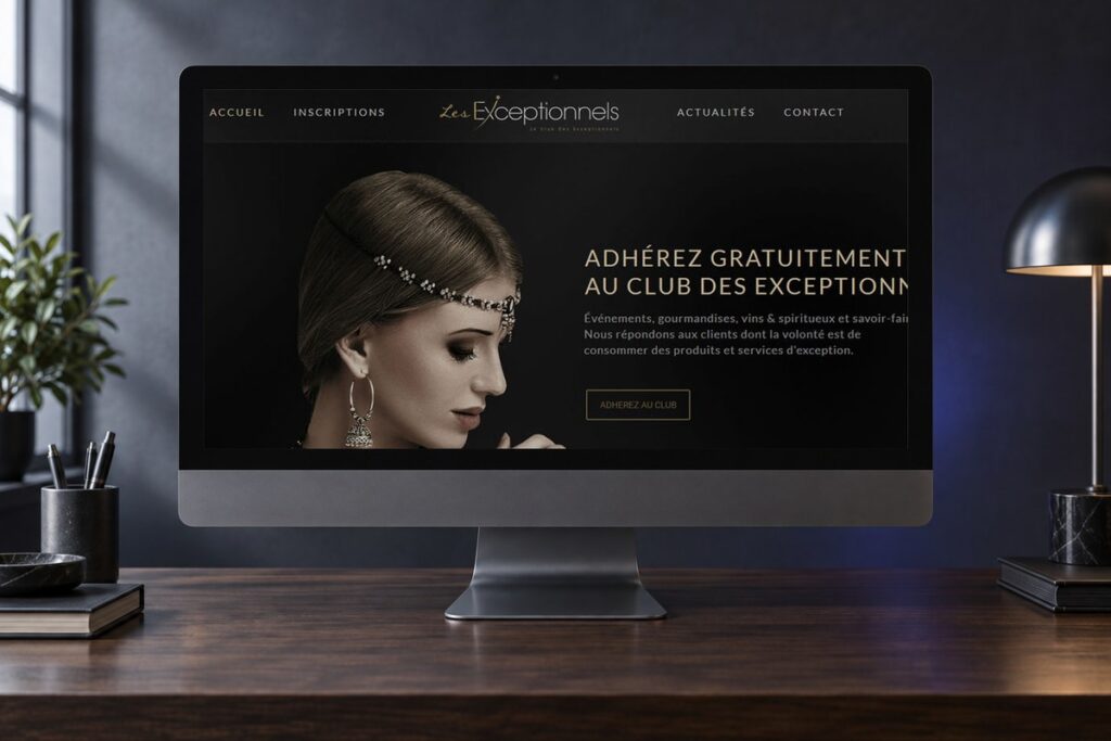 Site Les Exceptionnels présenté sur un ordinateur — réalisation web