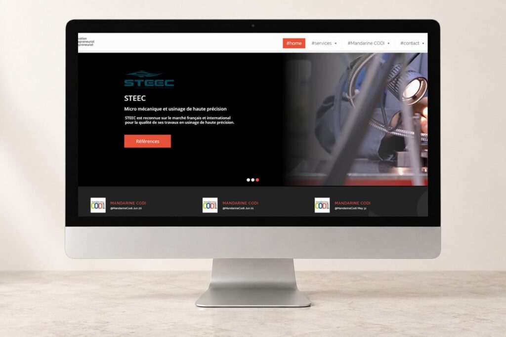 Site Mandarine Codi présenté sur un ordinateur — réalisation web