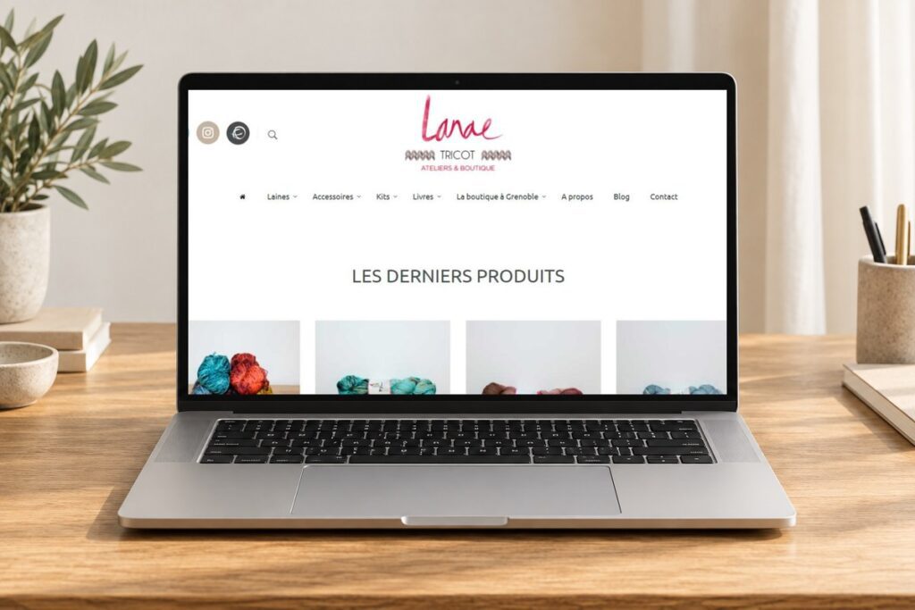 Site Lanae Tricot présenté sur un ordinateur — réalisation web