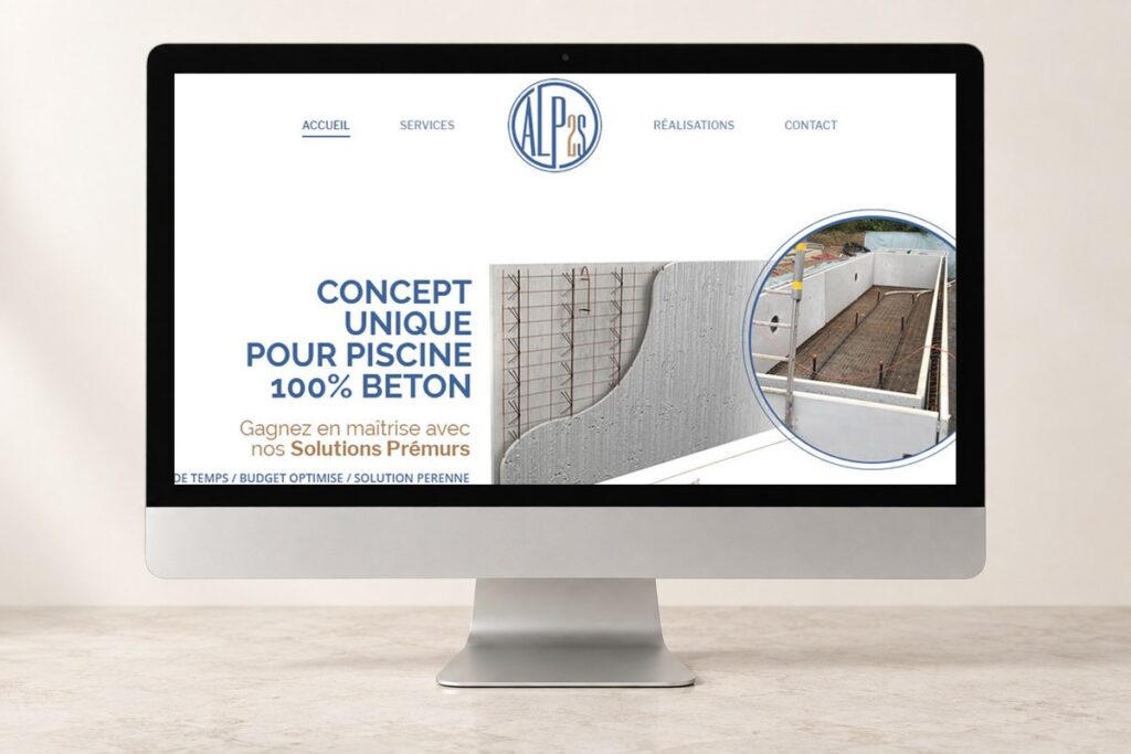Site ALP2S présenté sur un ordinateur — réalisation web