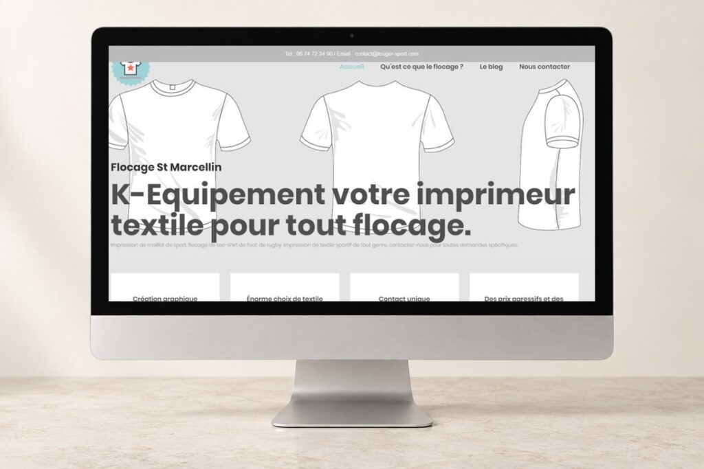 Site Flocage St Marcellin présenté sur un ordinateur — réalisation web