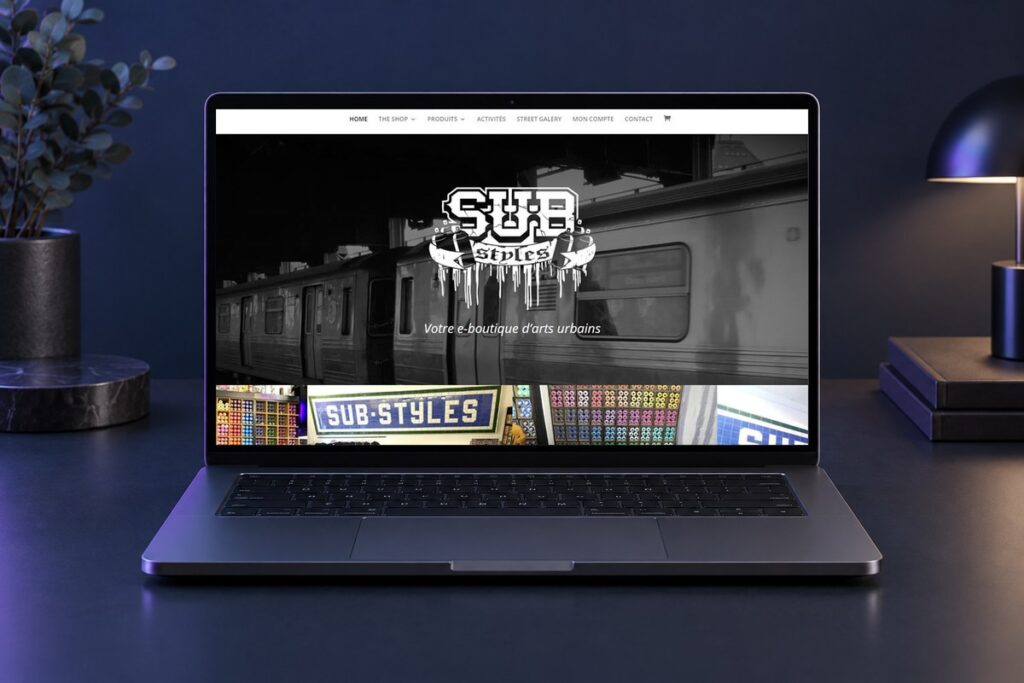 Site Substyles présenté sur un ordinateur — réalisation web