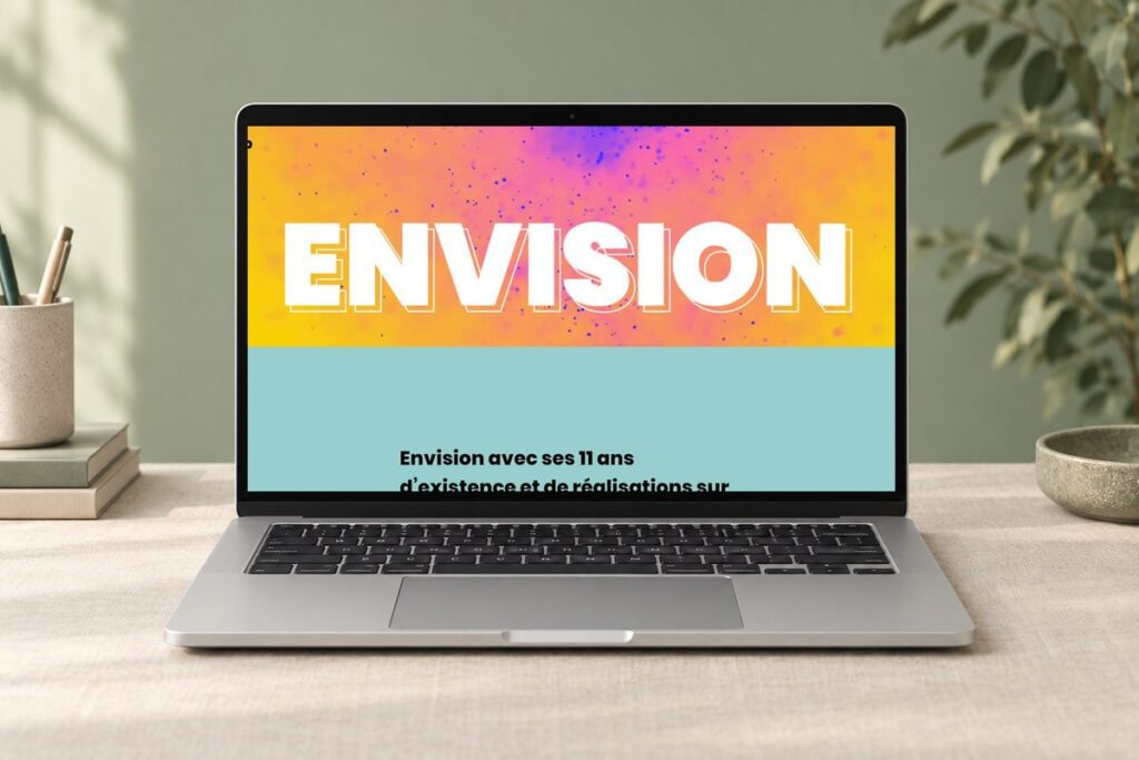 Site Envision présenté sur un ordinateur — réalisation web