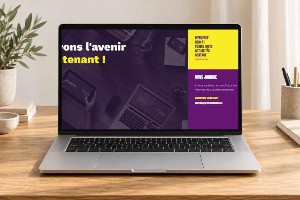 Site Phoenix Mining présenté sur un ordinateur — réalisation web