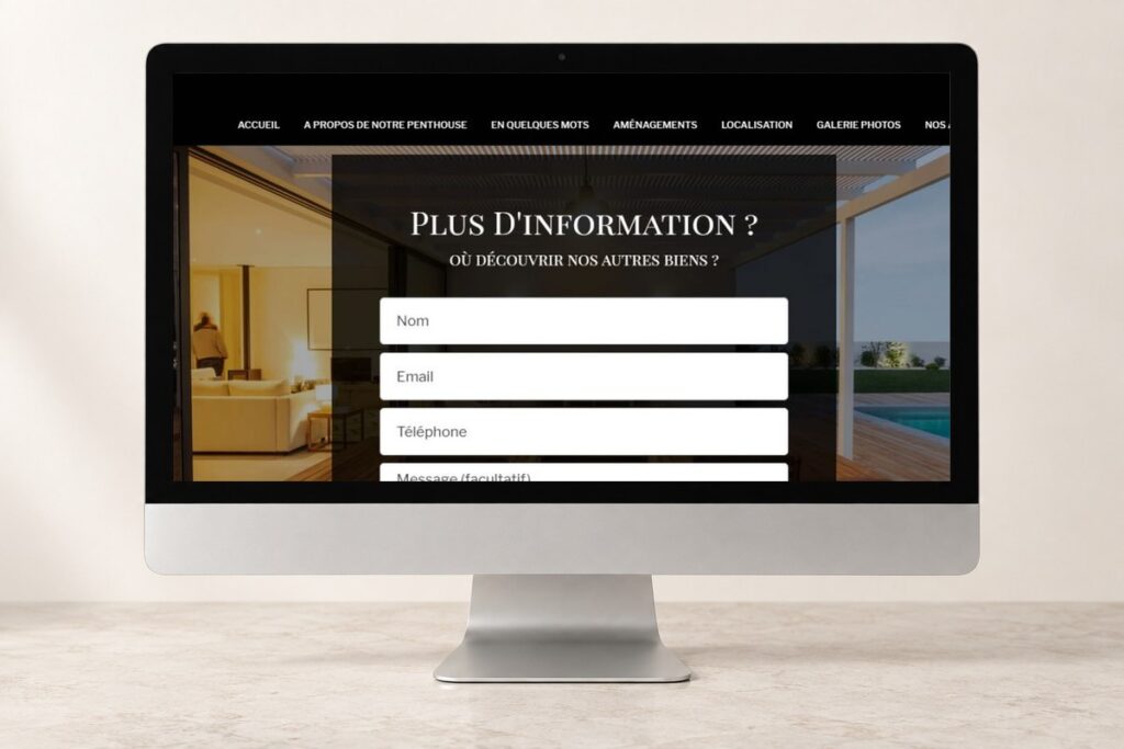 Site Penthouse Immo présenté sur un ordinateur — réalisation web