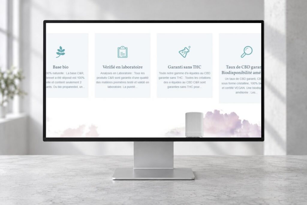 Site CR CBD présenté sur un ordinateur — réalisation web