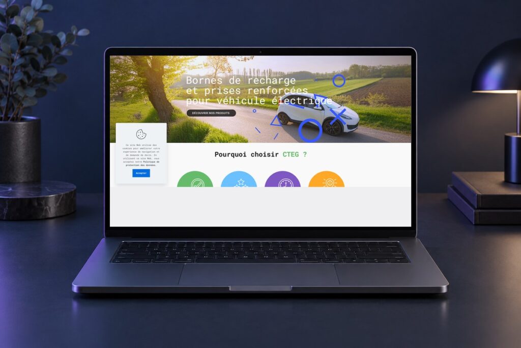 Site CTEG présenté sur un ordinateur — réalisation web
